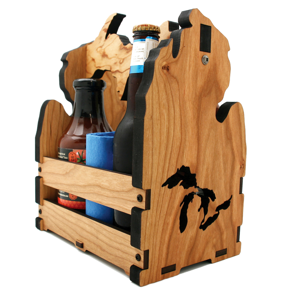 Custom Wood Condiment Caddy Michigan Cutout