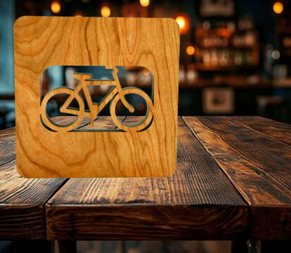 bicycle wood trivet